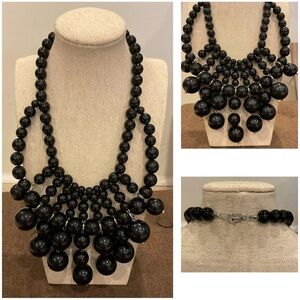 Elegant Black Statement Beaded Necklace